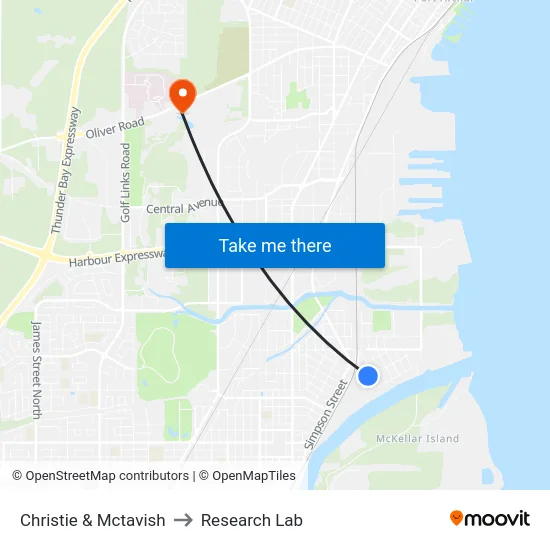 Christie & Mctavish to Research Lab map