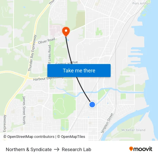 Northern & Syndicate to Research Lab map
