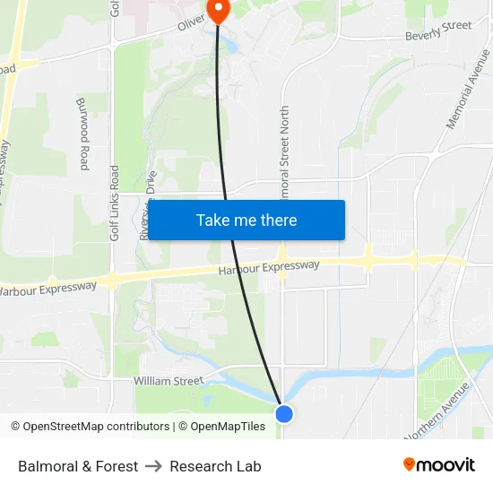 Balmoral & Forest to Research Lab map