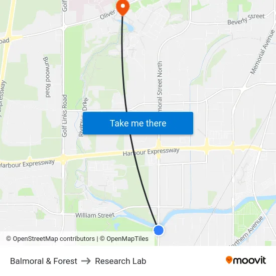 Balmoral & Forest to Research Lab map