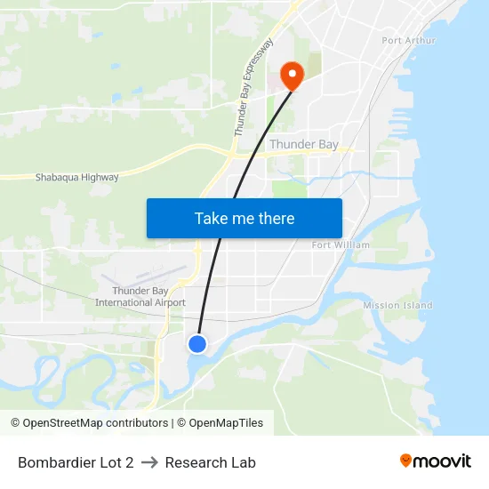 Bombardier Lot 2 to Research Lab map