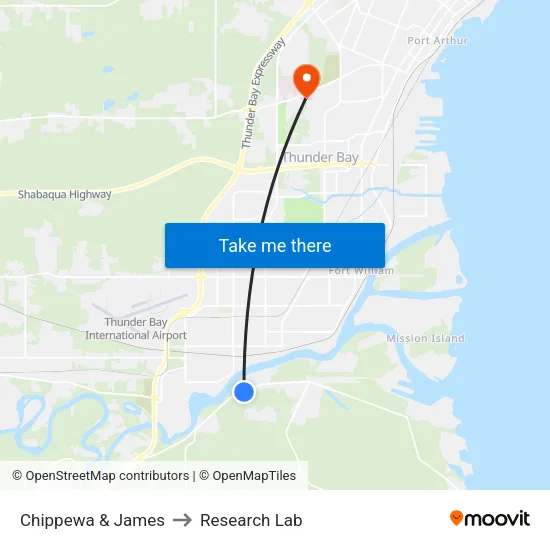 Chippewa & James to Research Lab map