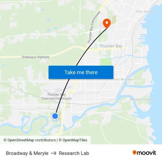 Broadway & Meryle to Research Lab map