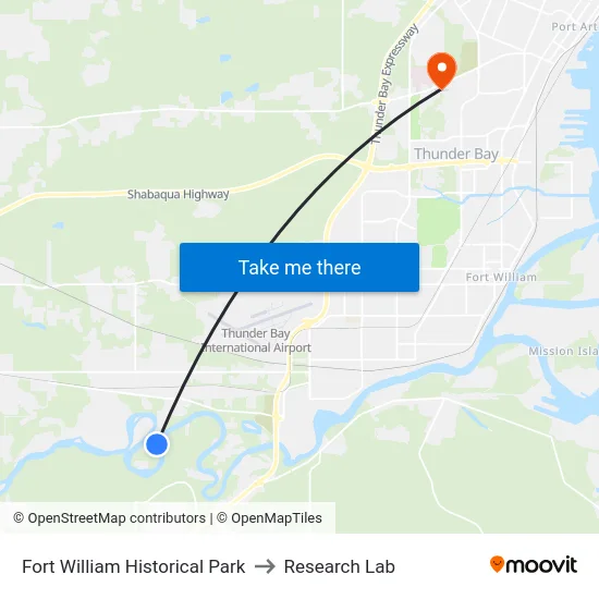 Fort William Historical Park to Research Lab map