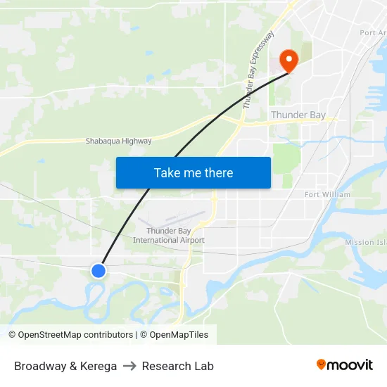Broadway & Kerega to Research Lab map