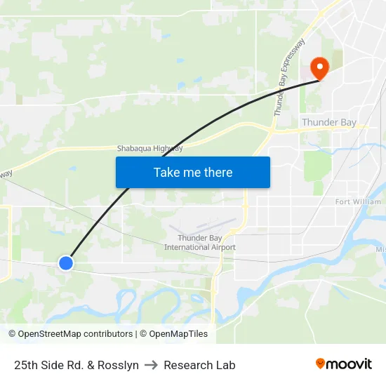 25th Side Rd. & Rosslyn to Research Lab map