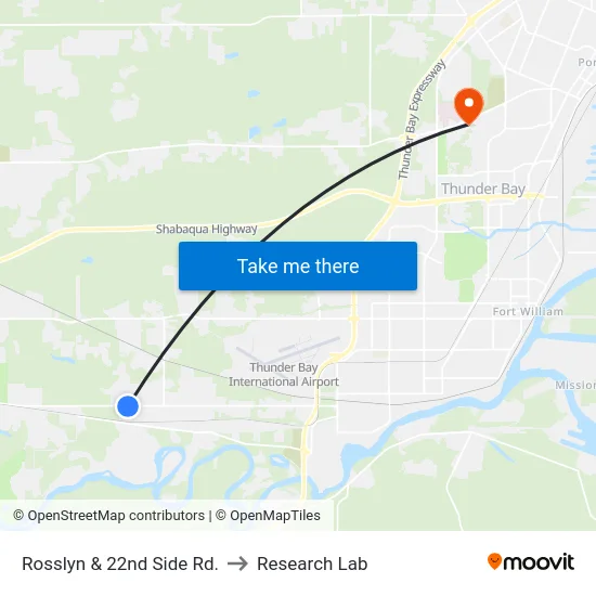 Rosslyn & 22nd Side Rd. to Research Lab map