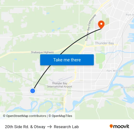 20th Side Rd. & Otway to Research Lab map