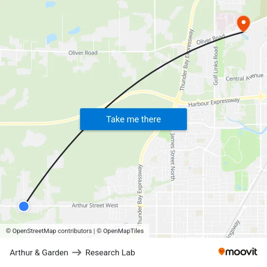 Arthur & Garden to Research Lab map