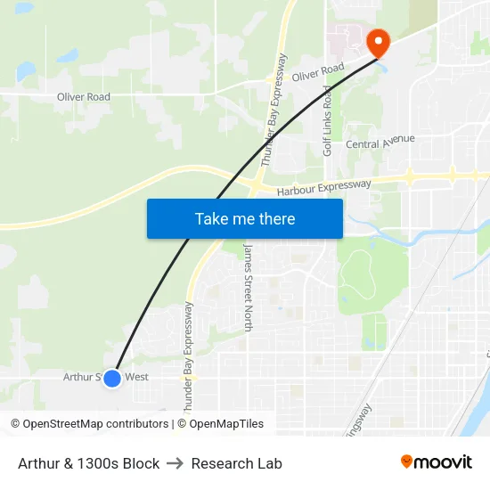 Arthur & 1300s Block to Research Lab map