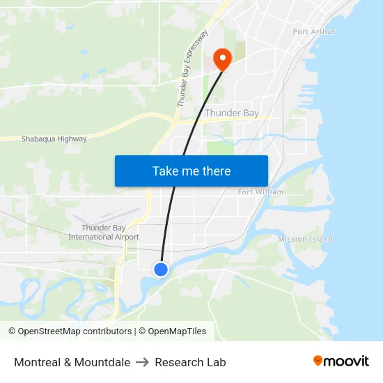 Montreal & Mountdale to Research Lab map