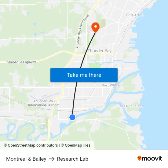 Montreal & Bailey to Research Lab map