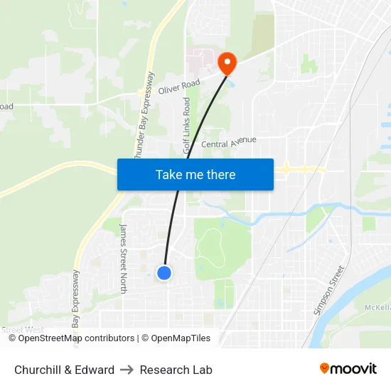 Churchill & Edward to Research Lab map