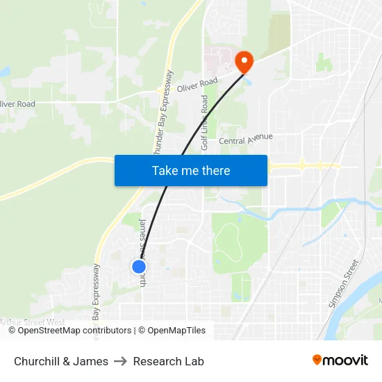 Churchill & James to Research Lab map