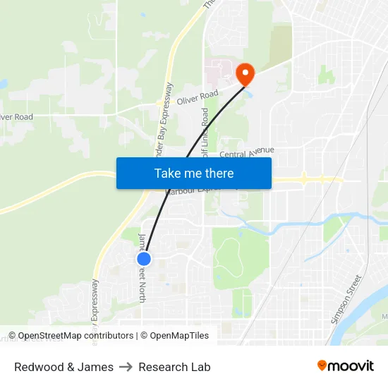 Redwood & James to Research Lab map