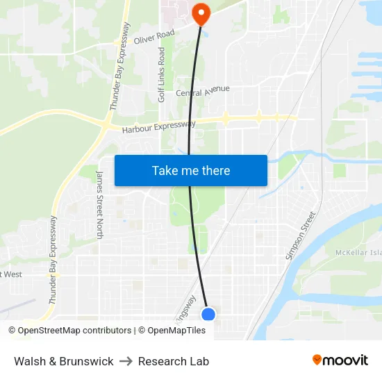 Walsh & Brunswick to Research Lab map