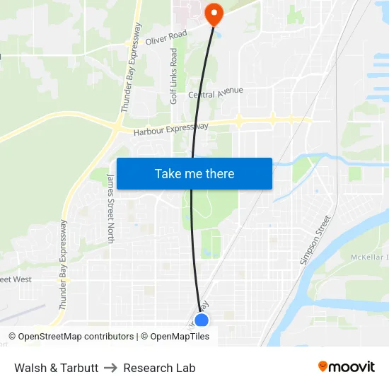 Walsh & Tarbutt to Research Lab map