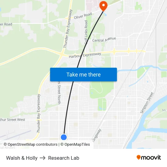 Walsh & Holly to Research Lab map