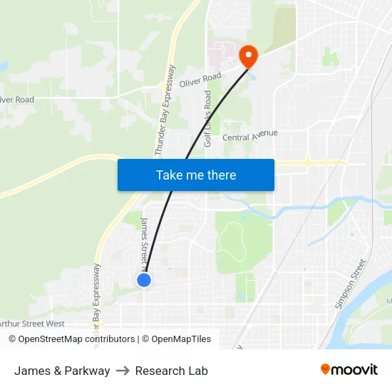 James & Parkway to Research Lab map