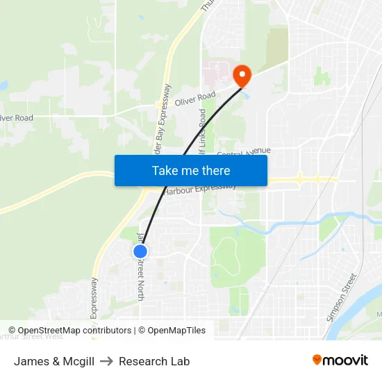 James & Mcgill to Research Lab map