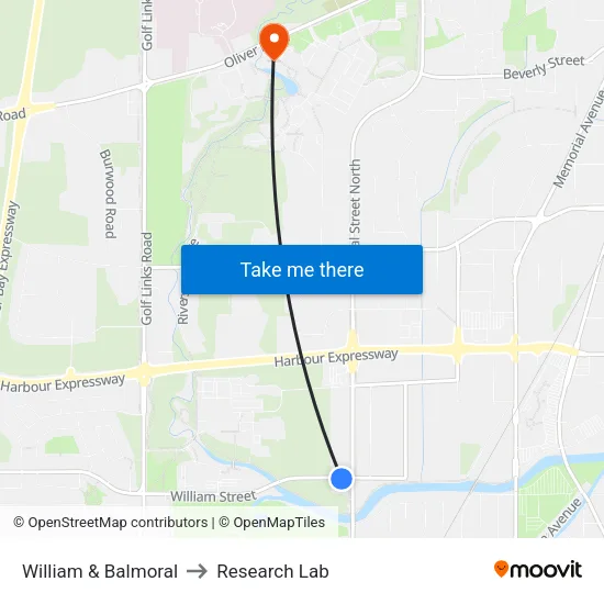 William & Balmoral to Research Lab map