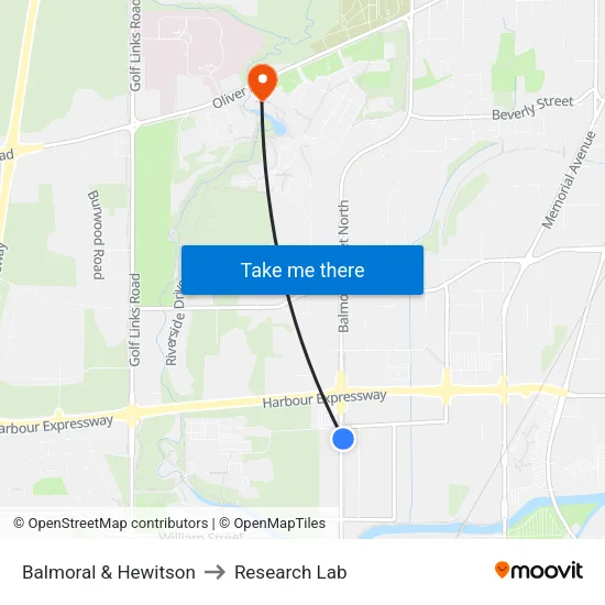 Balmoral & Hewitson to Research Lab map