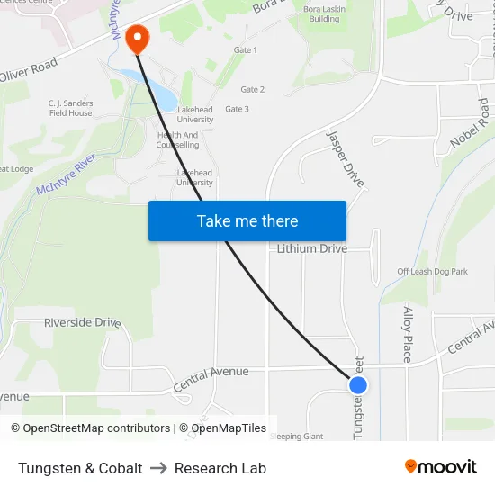 Tungsten & Cobalt to Research Lab map