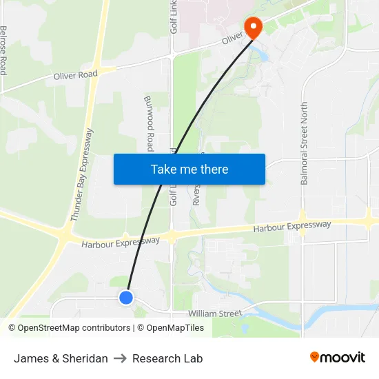 James & Sheridan to Research Lab map