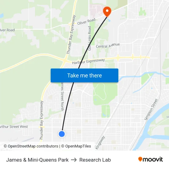 James & Mini-Queens Park to Research Lab map