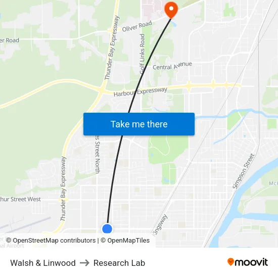 Walsh & Linwood to Research Lab map