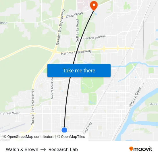 Walsh & Brown to Research Lab map