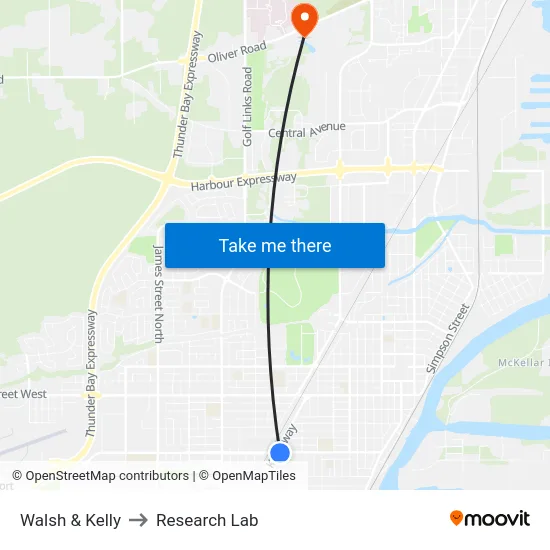 Walsh & Kelly to Research Lab map