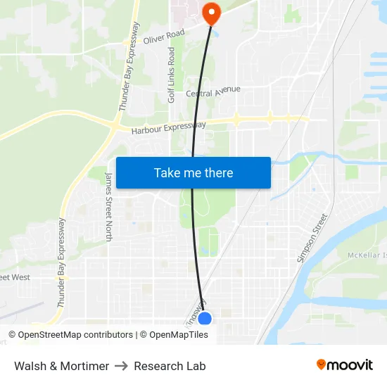 Walsh & Mortimer to Research Lab map