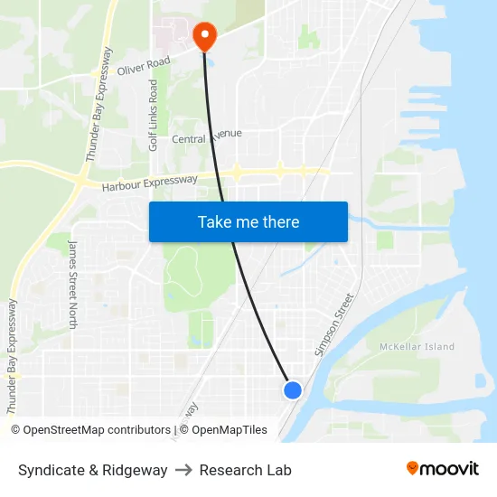 Syndicate & Ridgeway to Research Lab map