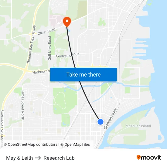 May & Leith to Research Lab map