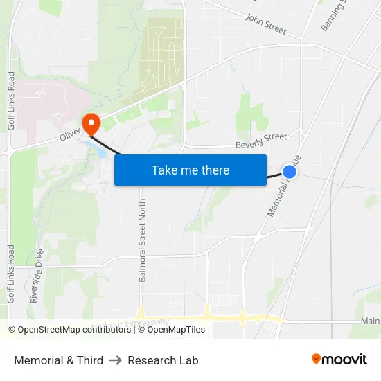 Memorial & Third to Research Lab map