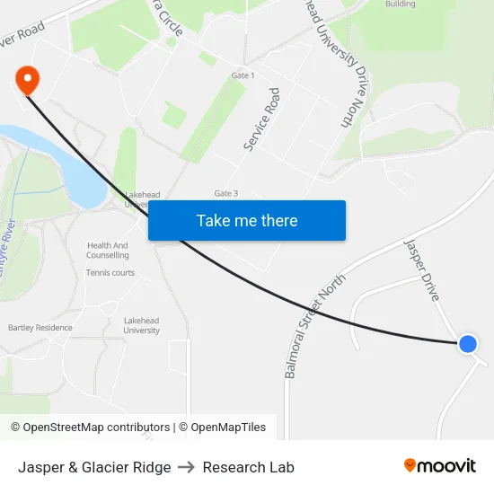 Jasper & Glacier Ridge to Research Lab map