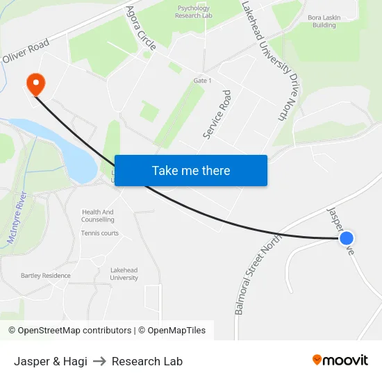 Jasper & Hagi to Research Lab map