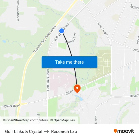 Golf Links & Crystal to Research Lab map