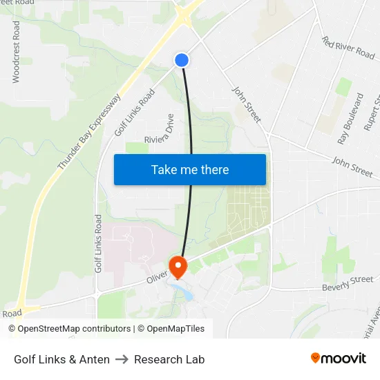 Golf Links & Anten to Research Lab map