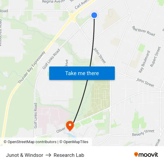 Junot & Windsor to Research Lab map
