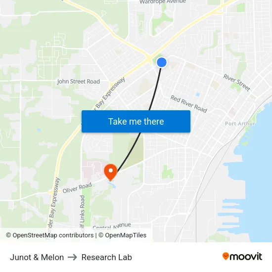 Junot & Melon to Research Lab map