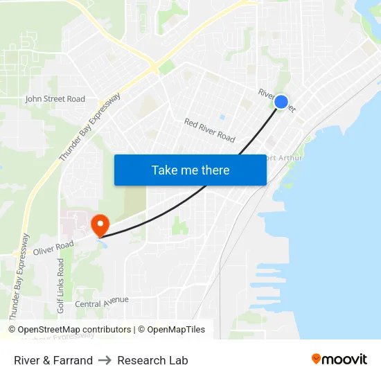 River & Farrand to Research Lab map