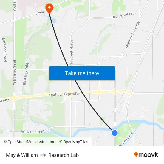 May & William to Research Lab map