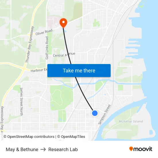 May & Bethune to Research Lab map