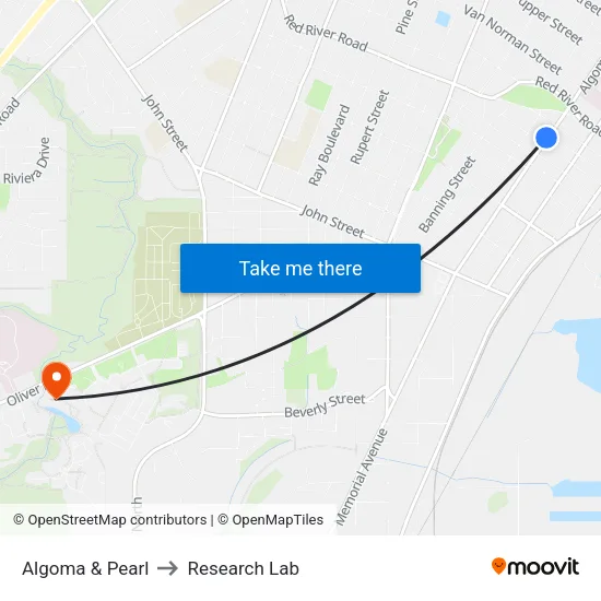 Algoma & Pearl to Research Lab map