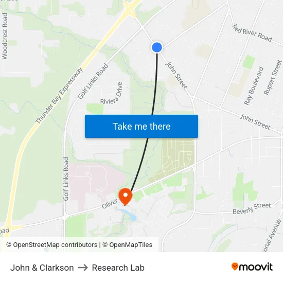 John & Clarkson to Research Lab map