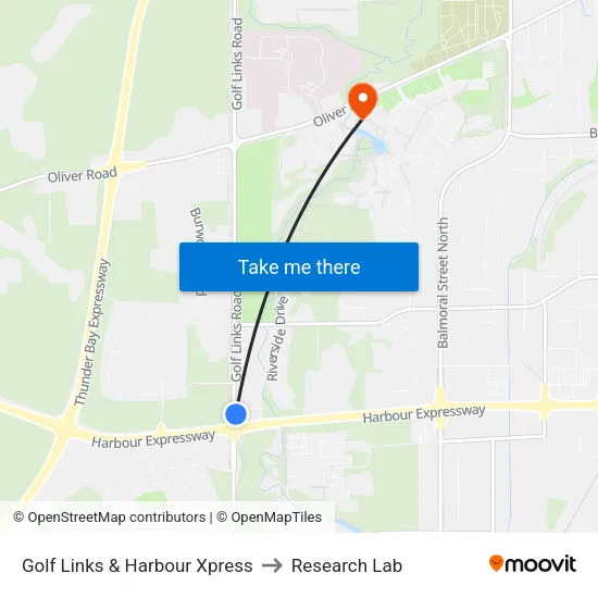Golf Links & Harbour Xpress to Research Lab map