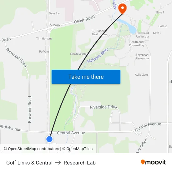 Golf Links & Central to Research Lab map