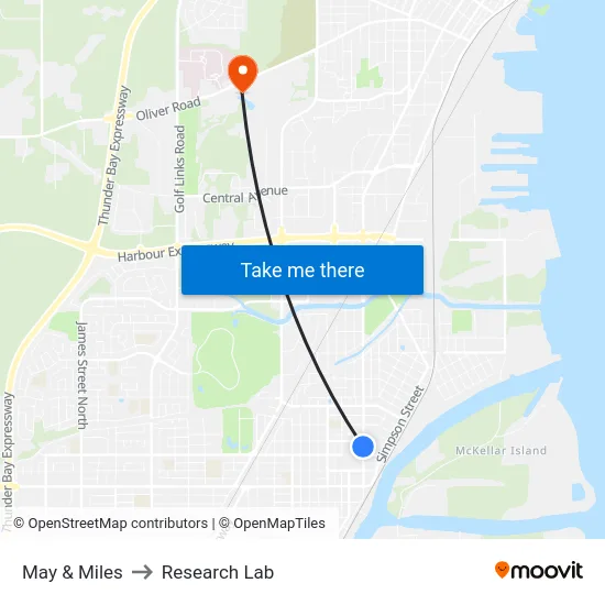 May & Miles to Research Lab map